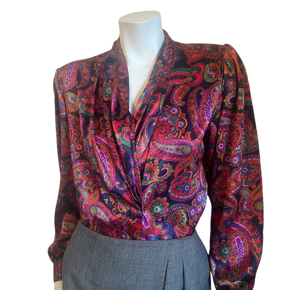 Vintage MARLIS- Korea - Paisley  - Button-Down Shirt/Top - Size 10